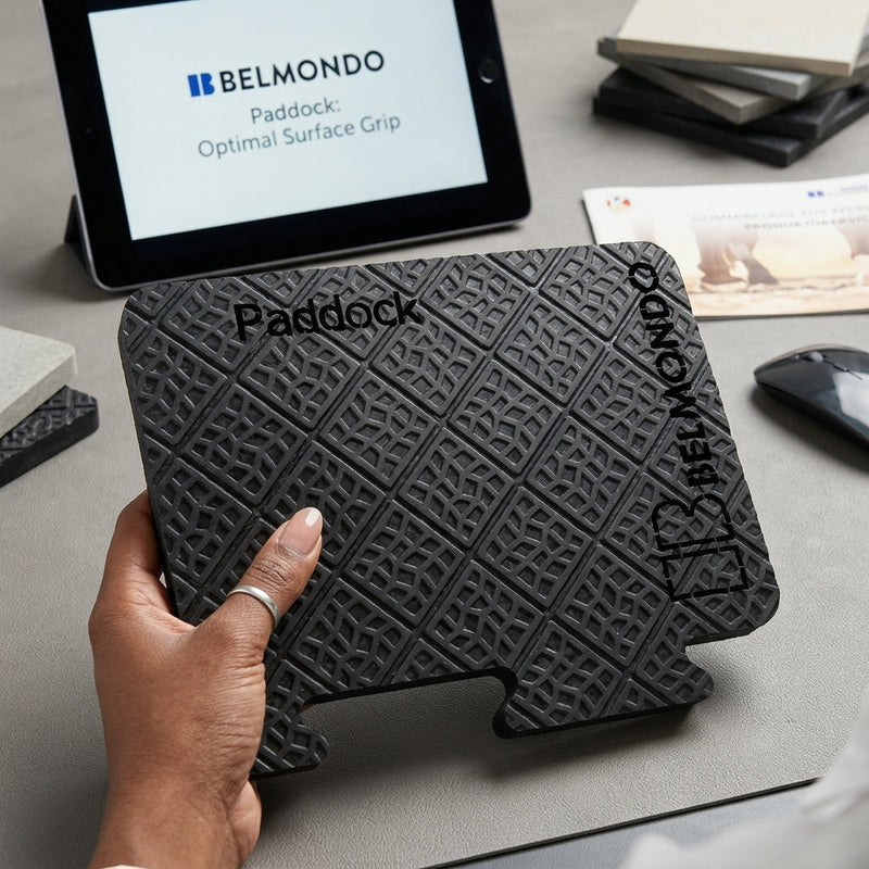 BELMONDO Handmuster Paddock – Gummimatte Außenbereich Pferd, Stärke 24 mm, Made in Germany