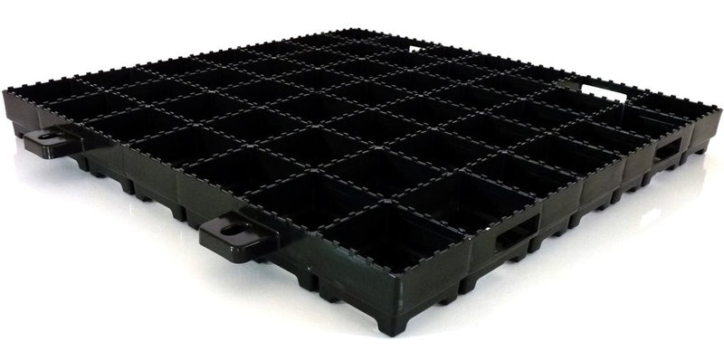 1 m² Bodenraster - Rasengitter - Splittgitter  "Medium Plus" schwarz 500x500x50 mm - Für Fahrzeuge bis 5 t