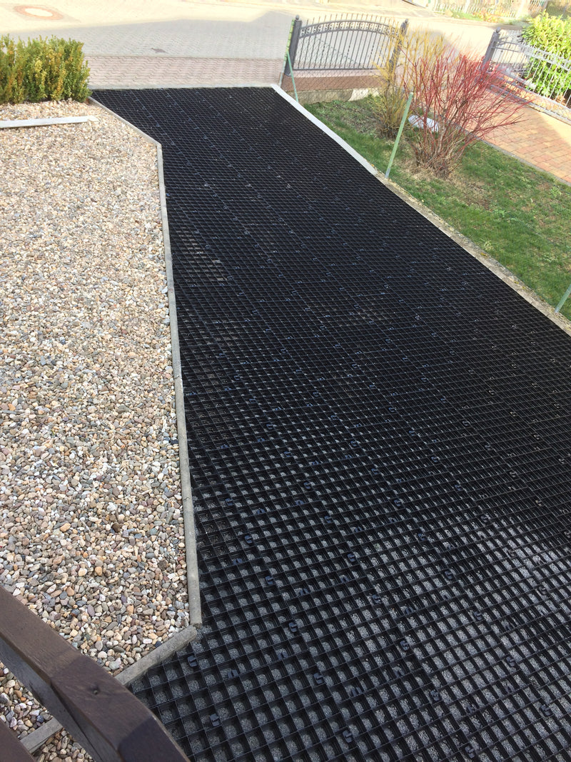 1 m² Bodenraster - Rasengitter - Splittgitter  "Medium Plus" grün 500x500x50 mm - Für Fahrzeuge bis 5 t
