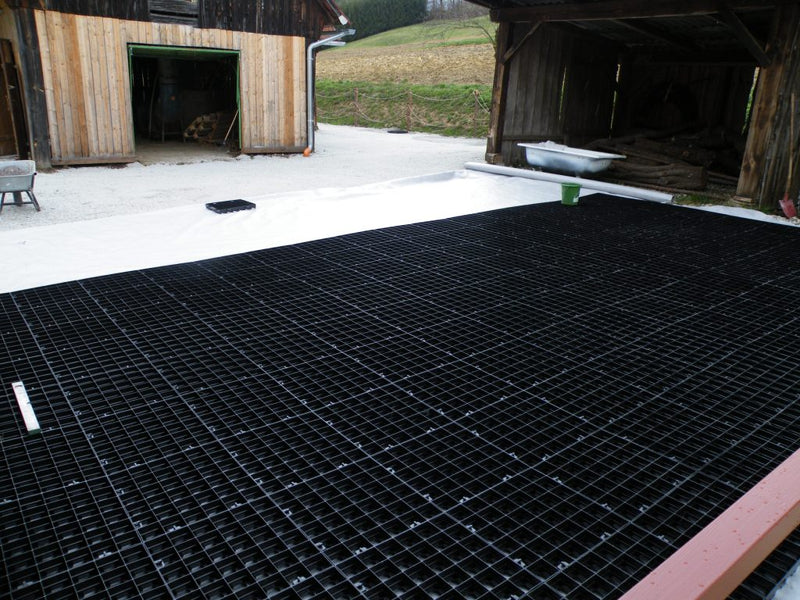 1 m² Bodenraster - Rasengitter - Schwerlastgitter "Heavy" schwarz 500x500x60 mm - Für Fahrzeuge bis 12 t